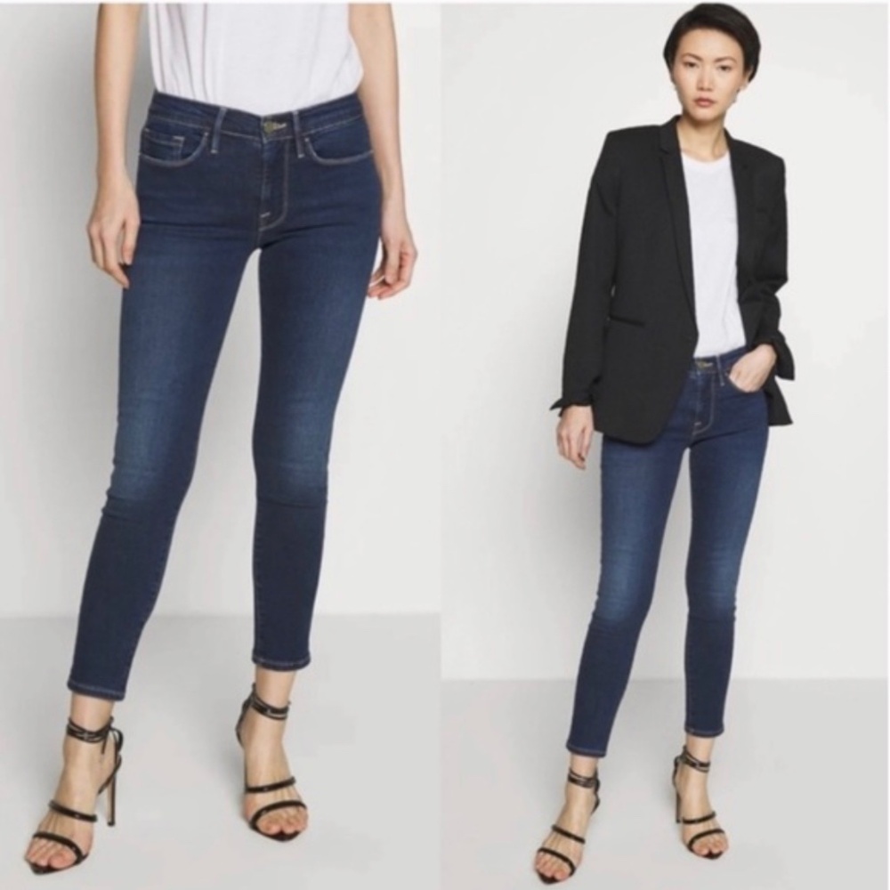 FRAME Denim Jeans Le Skinny de Jeanne 25 Crop in Bonn dark denim cropped